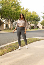 Load image into Gallery viewer, Ready to Ship | The Caitlin - CHARCOAL Crossover Full Length Leggings with Pockets - Luxe Leggings by Julia Rose®
