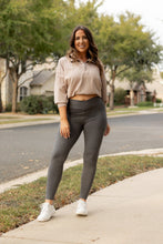 Load image into Gallery viewer, PreOrder | The Caitlin - CHARCOAL Crossover Full Length Leggings with Pockets Round 2 - Luxe Leggings by Julia Rose®