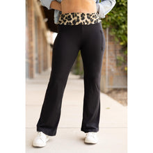 Load image into Gallery viewer, Buttery soft leopard bootcut leggings with fold over waist