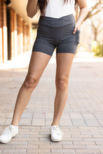 Load image into Gallery viewer, Ready to Ship | The Caleigh - Charcoal Crossover Biker 5" Shorts - Luxe Leggings by Julia Rose®