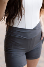 Load image into Gallery viewer, Ready to Ship | The Caleigh - Charcoal Crossover Biker 5" Shorts - Luxe Leggings by Julia Rose®