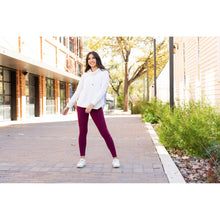 Load image into Gallery viewer, Ready to Ship | The Molly - MAROON Crossover Full Length Leggings with Pockets - Luxe Leggings by Julia Rose®
