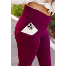 Load image into Gallery viewer, PreOrder | The Molly - MAROON Crossover Full Length Leggings with Pockets Round 2- Luxe Leggings by Julia Rose®
