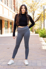 Load image into Gallery viewer, PreOrder | The Caitlin - CHARCOAL Crossover Full Length Leggings with Pockets Round 2 - Luxe Leggings by Julia Rose®