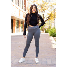 Load image into Gallery viewer, *Ready to Ship | The Caitlin - CHARCOAL Crossover Full Length Leggings with Pockets - Luxe Leggings by Julia Rose®
