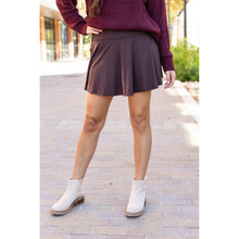 Load image into Gallery viewer, Stretchy brown Julia Rose skort styled for casual wear