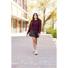 Load image into Gallery viewer, Stretchy brown Julia Rose skort styled for casual wear