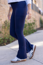 Load image into Gallery viewer, “Julia Rose Navy Flare Lounge Pants with pockets and soft stretch fabric