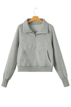 Load image into Gallery viewer, Half Zip Thumbhole Sleeve Sweatshirt