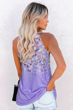 Load image into Gallery viewer, Green Floral Print Halter Neck Tank Top