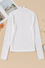 Load image into Gallery viewer, Floral White Lace See Through Long Sleeve Top