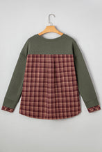 Load image into Gallery viewer, Moss Green Plaid Patchwork Sweatshirt