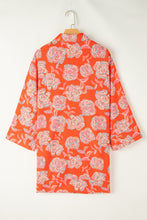 Load image into Gallery viewer, Red Floral Print Lapel Collar Loose Shirt Mini Dress