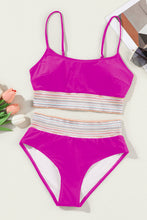 Load image into Gallery viewer, Striped Trim Two Piece Swimsuit