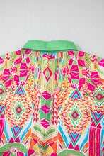 Load image into Gallery viewer, Orange Western Geometric Print Cuffed Shift Shirt Dress