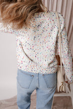 Load image into Gallery viewer, White Rhinestone Decor Multicolor Confetti Sweater Cardigan