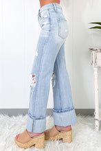 Load image into Gallery viewer, Light Wash Distressed Flare Jeans