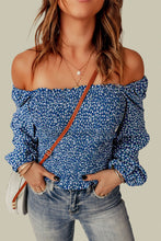 Load image into Gallery viewer, Green Square Neck Puff Sleeve Floral Smocked Top