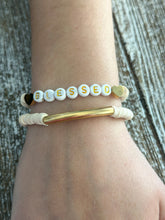 Load image into Gallery viewer, Heishi Bracelet Set "Blessed" Ivory