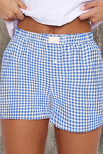 Load image into Gallery viewer, Blue Gingham Print Loose Shorts