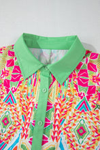 Load image into Gallery viewer, Orange Western Geometric Print Cuffed Shift Shirt Dress