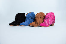 Load image into Gallery viewer, Amos Western Fringe Ankle Bootie in Suede
