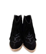 Load image into Gallery viewer, Amos Fringe Ankle Bootie in Black Suede