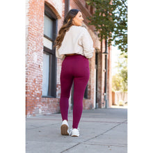Load image into Gallery viewer, Buttery soft maroon leggings for women - High waist maroon leggings with side pockets