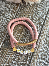 Load image into Gallery viewer, Heishi Bracelet Set "WWJD" Vintage Rose