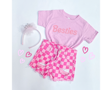 Load image into Gallery viewer, Besties Mommy & Me | Girl's Pink Short Sleeve Graphic Tee