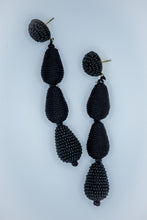 Load image into Gallery viewer, Triple Teardrop Sead Bead Earrings in Black