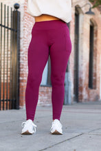 Load image into Gallery viewer, PreOrder | Maroon Full Length Leggings with Pocket - Luxe Leggings by Julia Rose®