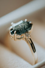 Load image into Gallery viewer, Dina Hexagon Moss Agate Gold Engagement Ring