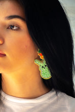 Load image into Gallery viewer, Easter Bunny Seed Bead Earrings in Mint Green