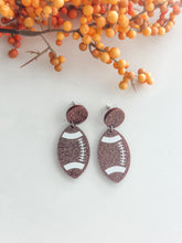 Load image into Gallery viewer, "Glitter Football" Dangle Earrings