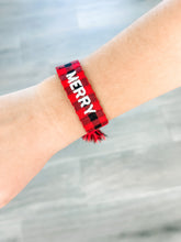 Load image into Gallery viewer, "Merry" Red Buffalo Plaid Woven Bracelet