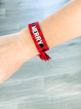 Load image into Gallery viewer, "Merry" Red Buffalo Plaid Woven Bracelet