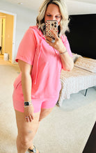 Load image into Gallery viewer, Pink Henley Top + Shorts Set