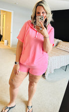 Load image into Gallery viewer, Pink Henley Top + Shorts Set