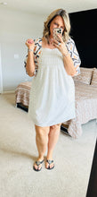 Load image into Gallery viewer, White Geometric Sleeve Dress