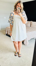 Load image into Gallery viewer, White Geometric Sleeve Dress