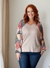 Load image into Gallery viewer, Leopard Patchwork Sleeve Top