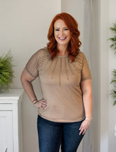 Load image into Gallery viewer, Neutral Lace Sleeve Top