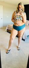 Load image into Gallery viewer, Teal Leopard High Waist Bikini