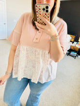 Load image into Gallery viewer, Pink Floral Waffle Top