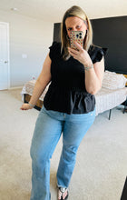 Load image into Gallery viewer, Black Ruffle Top