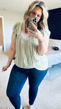 Load image into Gallery viewer, Sage Ruffle Relax Top