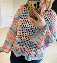 Load image into Gallery viewer, Pastel Rainbow Hollow Knit Top