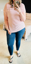 Load image into Gallery viewer, Lace Detail Waffle Knit Top