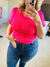 Load image into Gallery viewer, Hot Pink Rhinestone Bodysuit